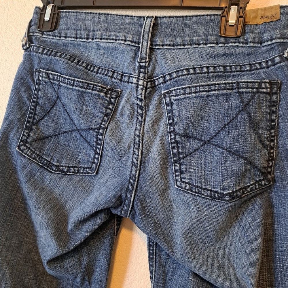 Ariat Denim Trouser Jeans Womens 27L Medium Wash Wide Leg Western Blue Denim - Picture 5 of 6